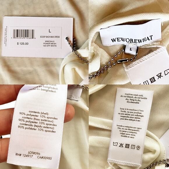 WEWOREWHAT Scoop Back Maxi Dress Power Mesh Off White Cover Up Slip Large NWT - Picture 5 of 10